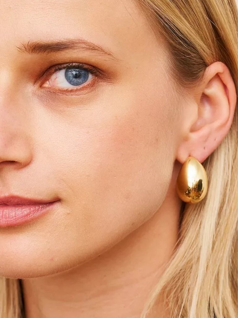 KENNETH JAY LANE EARRINGS Gold Tone Dome J Hoop Couture Collection